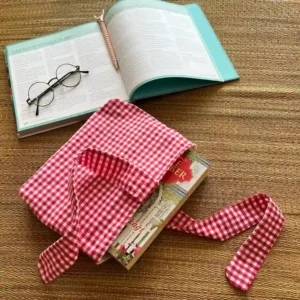 Fiyonklu Pötikare Kitap Kılıfı Koyu Pembe - Görsel 5