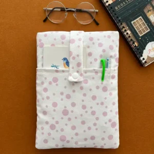 Pembe Puantiyeli Cepli Kumaş Kitap Kılıfı - Görsel 1