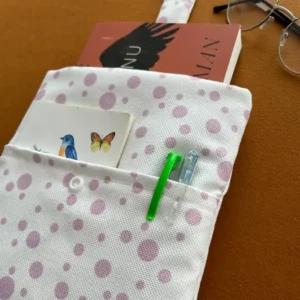 Pembe Puantiyeli Cepli Kumaş Kitap Kılıfı - Görsel 10