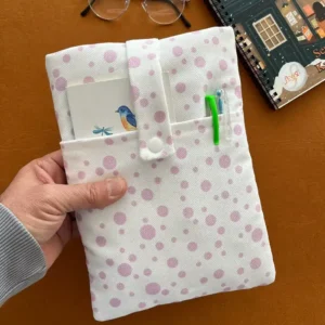 Pembe Puantiyeli Cepli Kumaş Kitap Kılıfı - Görsel 2