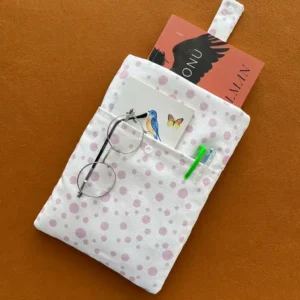 Pembe Puantiyeli Cepli Kumaş Kitap Kılıfı - Görsel 5