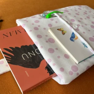 Pembe Puantiyeli Cepli Kumaş Kitap Kılıfı - Görsel 7