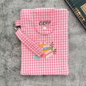 Pembe Pötikare El Askılı Kumaş Kitap Kılıfı - Görsel 1