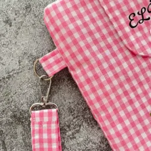 Pembe Pötikare El Askılı Kumaş Kitap Kılıfı - Görsel 5