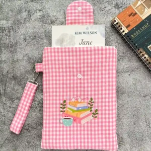 Pembe Pötikare El Askılı Kumaş Kitap Kılıfı - Görsel 6