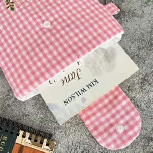 Pembe Pötikare El Askılı Kumaş Kitap Kılıfı - Görsel 8