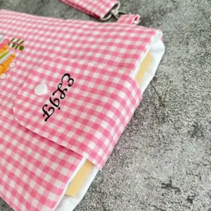 Pembe Pötikare El Askılı Kumaş Kitap Kılıfı - Görsel 9