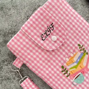 Pembe Pötikare El Askılı Kumaş Kitap Kılıfı - Görsel 10