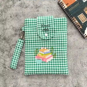 Yeşil Pötikare El Askılı Kumaş Kitap Kılıfı - Görsel 1